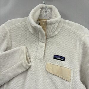 Patagonia Re-Tool Snap-T Fleece Pullover Womens Small White Ivory Cozy